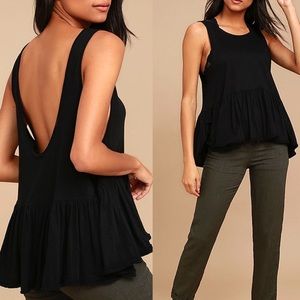 We The Free Cantina Black Peplum Tank Top